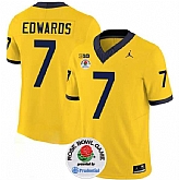 Men's Michigan Wolverines #7 Donovan Edwards 2023 F.U.S.E. Yellow Rose Bowl Patch Stitched Jersey Dzhi,baseball caps,new era cap wholesale,wholesale hats